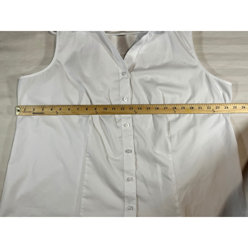 Talbots Plus White Sleeveless Wrinkle Resistant Button Down Shirt 2X ID5134 - Picture 9 of 15